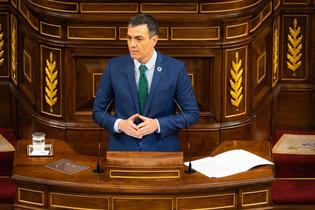 El presidente del Gobierno, Pedro Sánchez, durante su comparencia ante el Pleno del Congreso de los Diputados