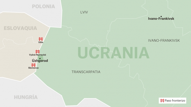 Mapa: trabajamos en la frontera entre Ucrania y Eslovaquia
