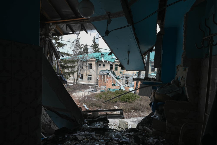 Hospital destruido en Lyman, región de Donetsk.